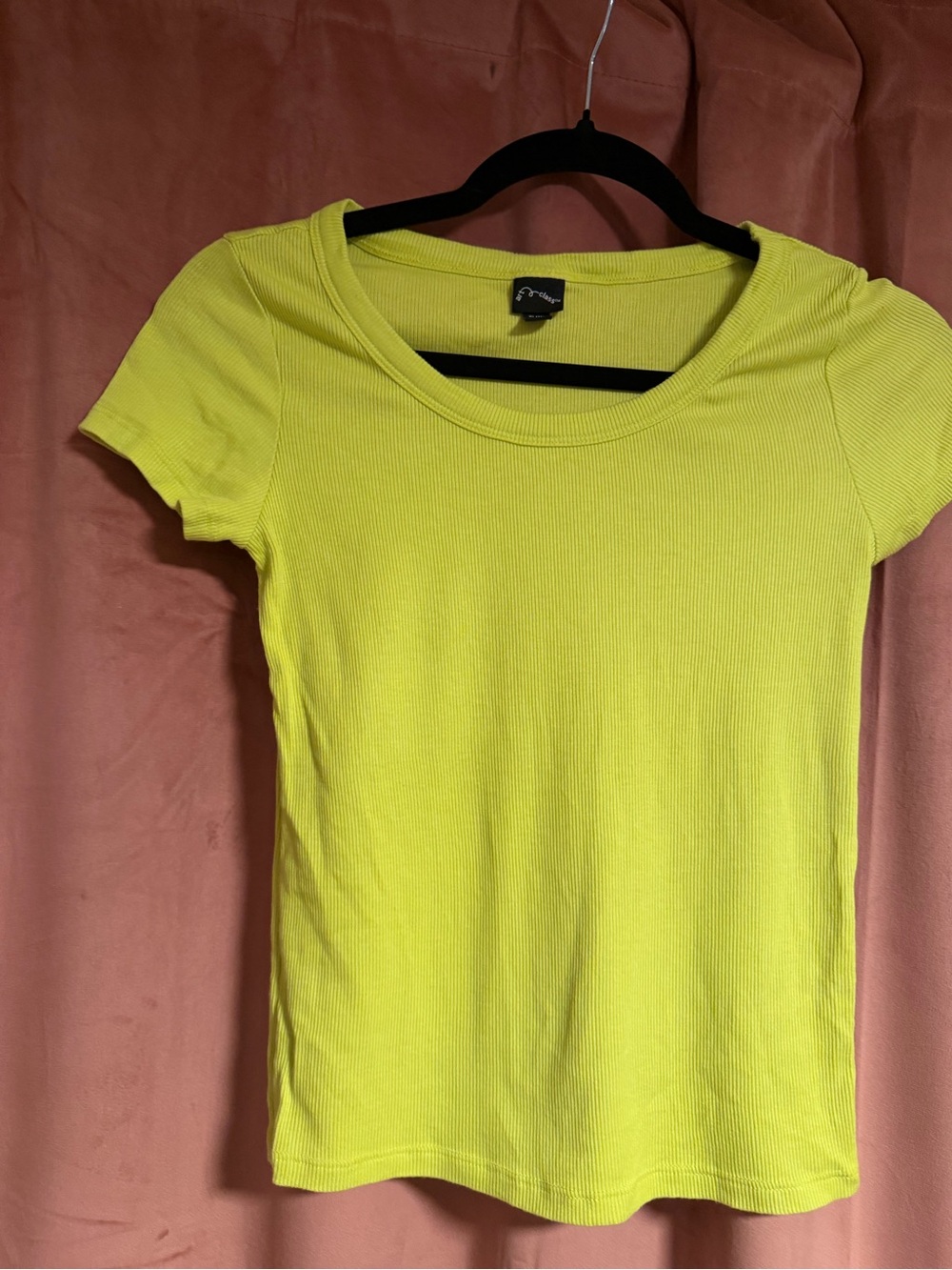 Neon green Slim Ribbed Short-Sleeve Top